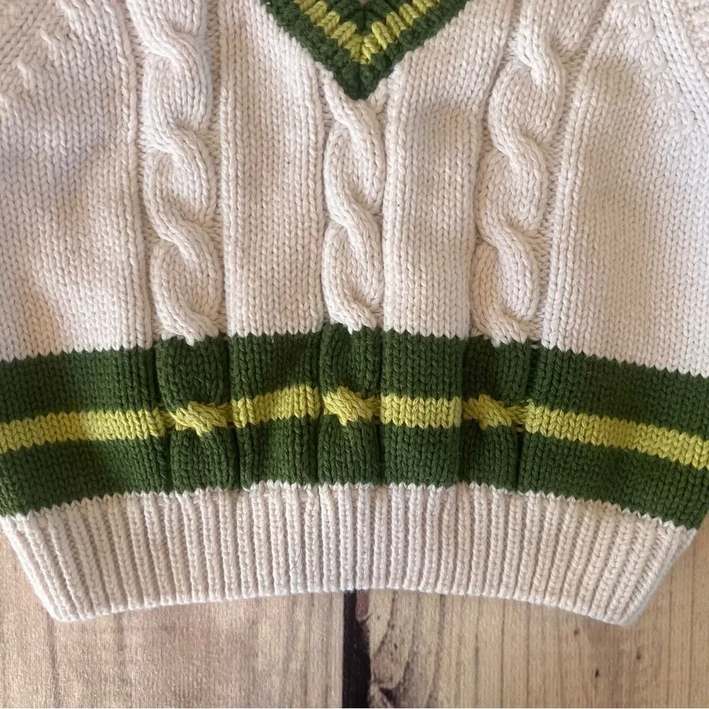 Gymboree Baby 3-6 Month White & Green Sweater Vest